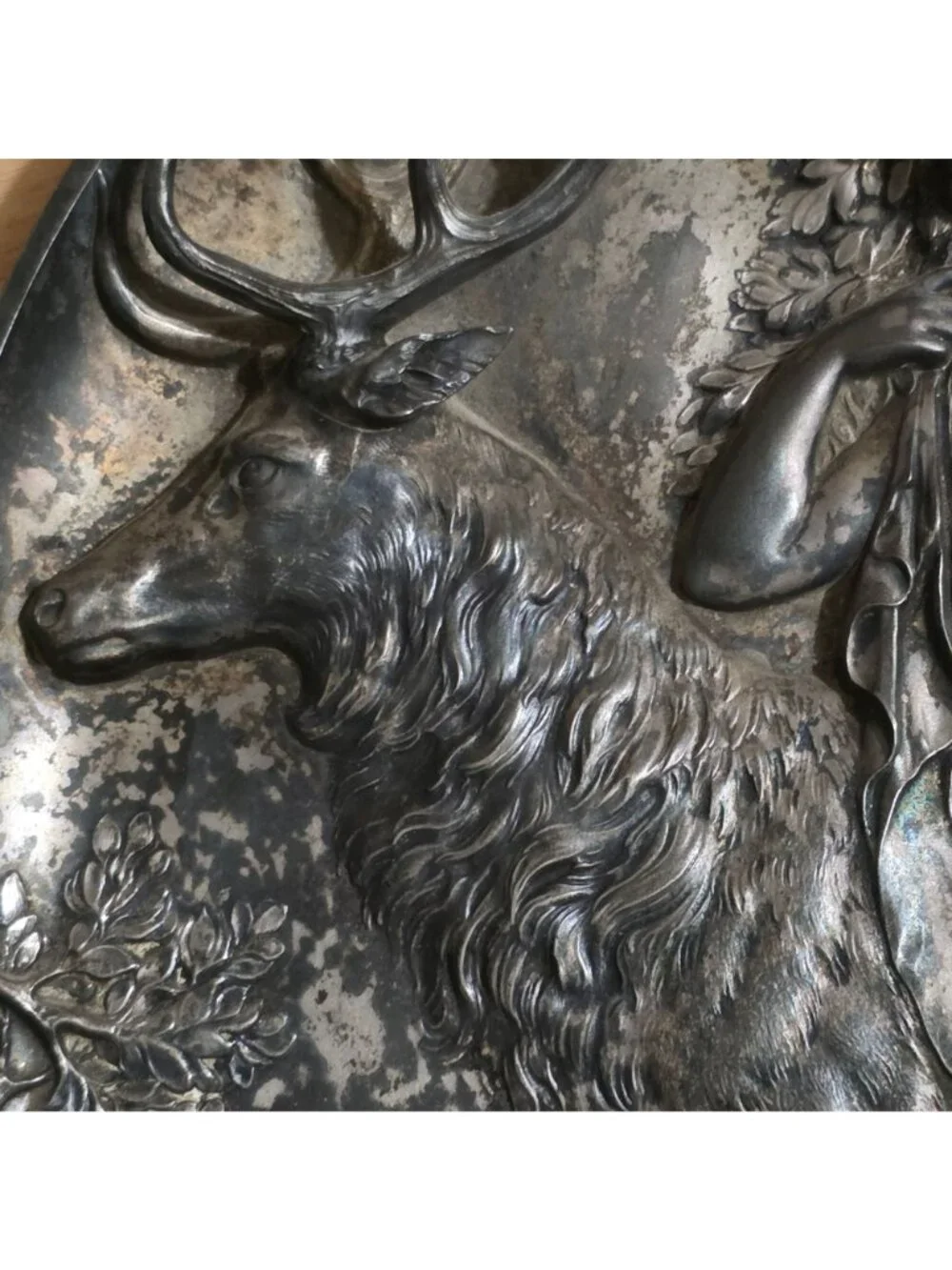 WMF Art Nouveau Silverplate Dish Wall Plaque Tray Diana and Stag Model 381 14